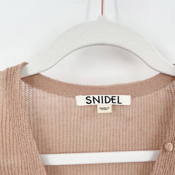 Snidel Sheer Long Duster Cardigan One Size V-Neck Button Front Linen Blend Knit - Picture 6 of 10